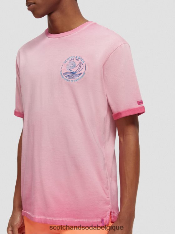 vêtements Scotch & Soda t-shirt à motif imprimé teint à froid- Scotch and Soda shop online cerise 6BZRBF377