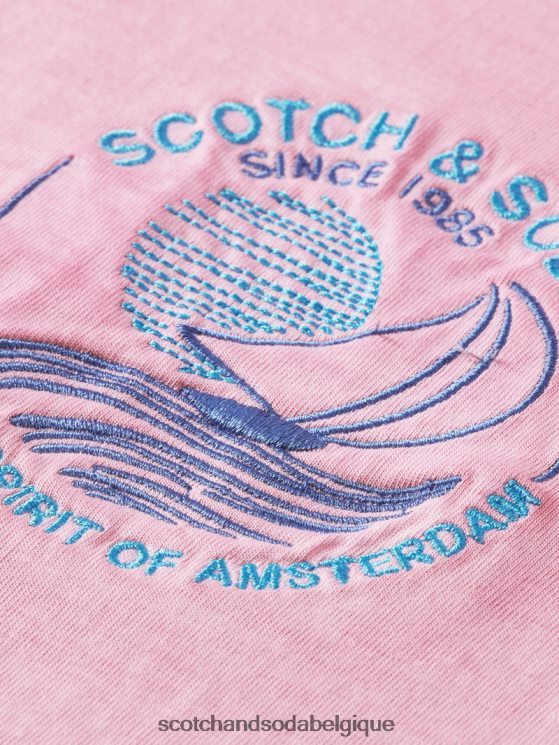 vêtements Scotch & Soda t-shirt à motif imprimé teint à froid- Scotch and Soda shop online cerise 6BZRBF377
