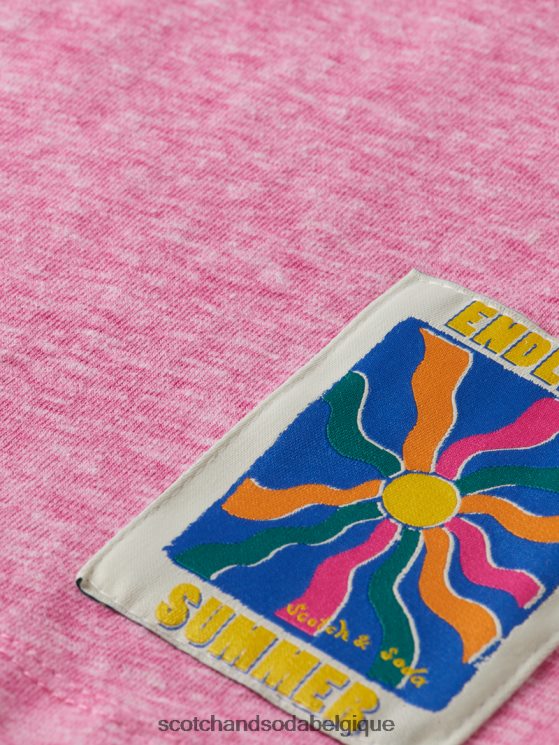 vêtements Scotch & Soda t-shirt à patch chiné- Scotch and Soda Belgique cerise mélangée 6BZRBF371