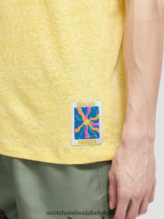 vêtements Scotch & Soda t-shirt à patch chiné- Scotch and Soda outlet mélange de soleil 6BZRBF370