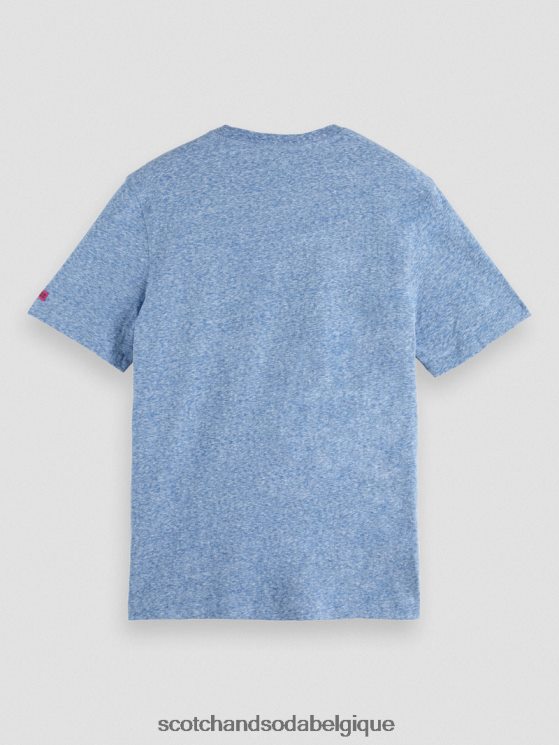 vêtements Scotch & Soda t-shirt à patch chiné- Scotch and Soda shop online mélange bleu riviera 6BZRBF368