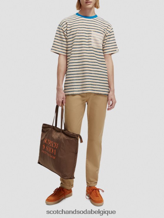 vêtements Scotch & Soda t-shirt à poche en coton biologique rayé- Scotch and Soda shop online combo b 6BZRBF395