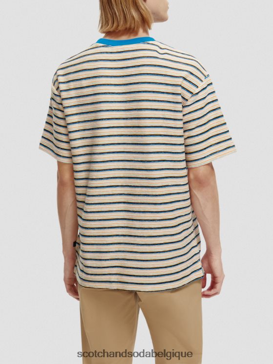 vêtements Scotch & Soda t-shirt à poche en coton biologique rayé- Scotch and Soda shop online combo b 6BZRBF395