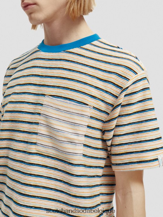 vêtements Scotch & Soda t-shirt à poche en coton biologique rayé- Scotch and Soda shop online combo b 6BZRBF395