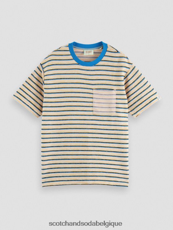 vêtements Scotch & Soda t-shirt à poche en coton biologique rayé- Scotch and Soda shop online combo b 6BZRBF395