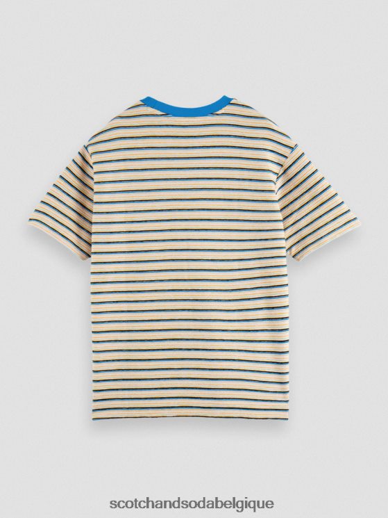vêtements Scotch & Soda t-shirt à poche en coton biologique rayé- Scotch and Soda shop online combo b 6BZRBF395