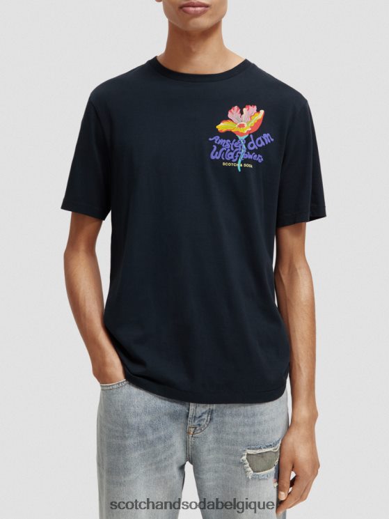 vêtements Scotch & Soda t-shirt ras du cou à motif artistique- Scotch and Soda Belgique noir 6BZRBF380
