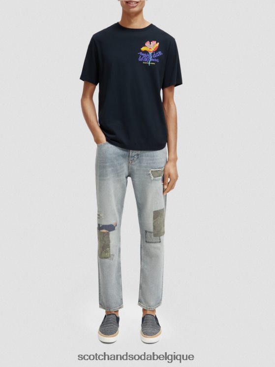 vêtements Scotch & Soda t-shirt ras du cou à motif artistique- Scotch and Soda Belgique noir 6BZRBF380