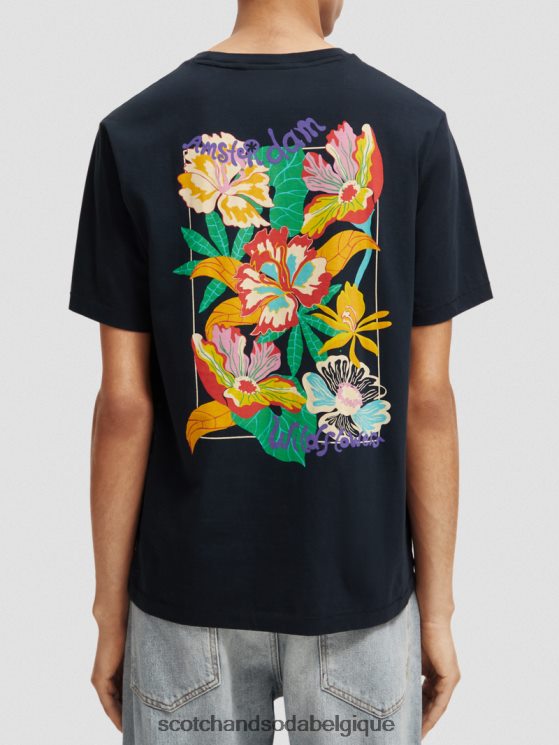 vêtements Scotch & Soda t-shirt ras du cou à motif artistique- Scotch and Soda Belgique noir 6BZRBF380
