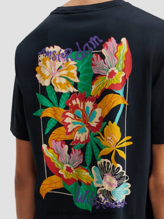 vêtements Scotch & Soda t-shirt ras du cou à motif artistique- Scotch and Soda Belgique noir 6BZRBF380