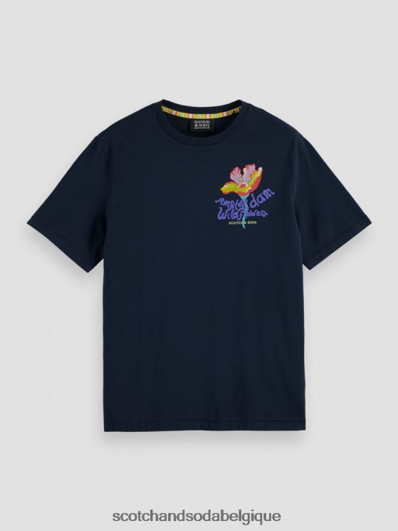 vêtements Scotch & Soda t-shirt ras du cou à motif artistique- Scotch and Soda Belgique noir 6BZRBF380