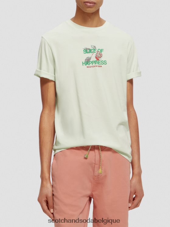 vêtements Scotch & Soda t-shirt ras du cou à motif artistique- Scotch and Soda Bruxelles menthe 6BZRBF381