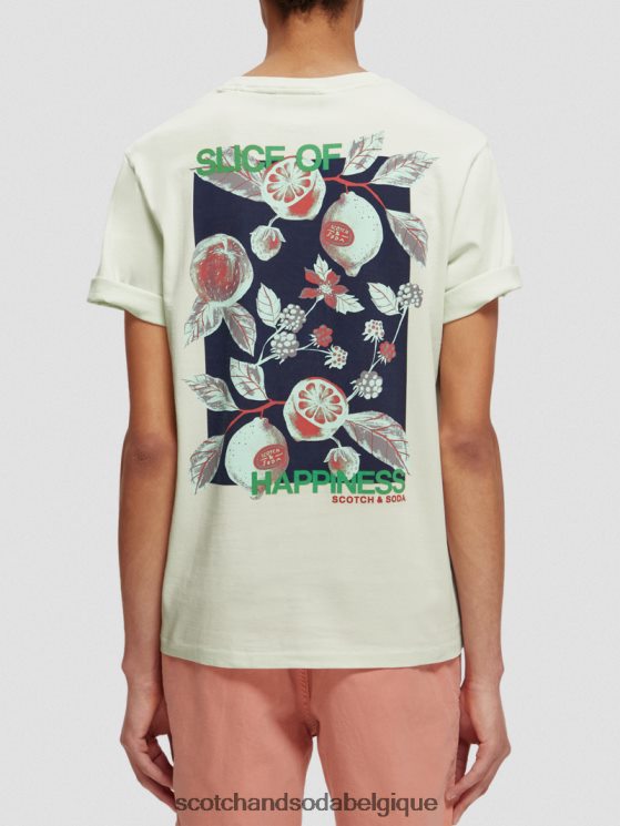 vêtements Scotch & Soda t-shirt ras du cou à motif artistique- Scotch and Soda Bruxelles menthe 6BZRBF381