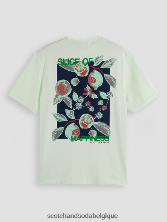 vêtements Scotch & Soda t-shirt ras du cou à motif artistique- Scotch and Soda Bruxelles menthe 6BZRBF381