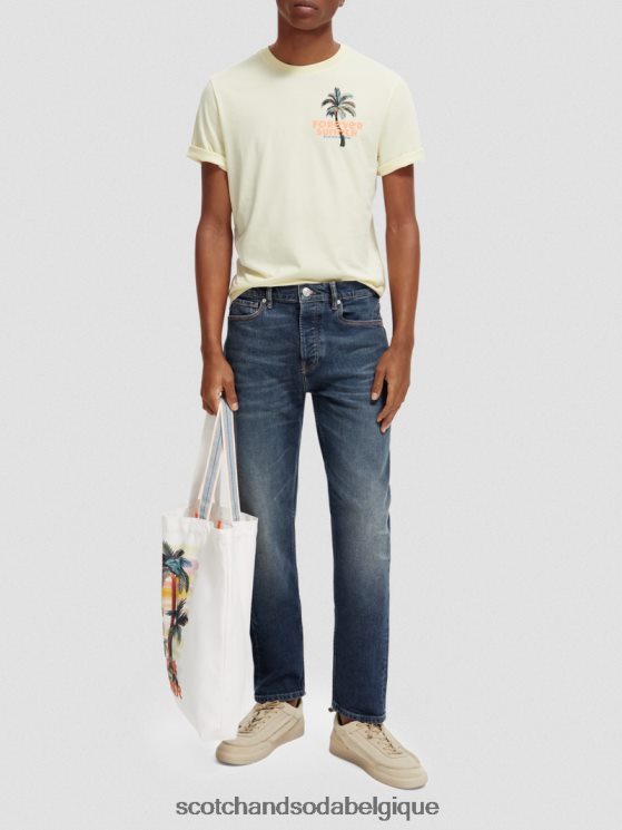 vêtements Scotch & Soda t-shirt ras du cou à motif artistique- Scotch and Soda Namur banane 6BZRBF382