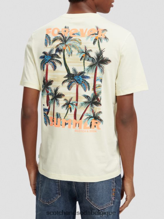 vêtements Scotch & Soda t-shirt ras du cou à motif artistique- Scotch and Soda Namur banane 6BZRBF382