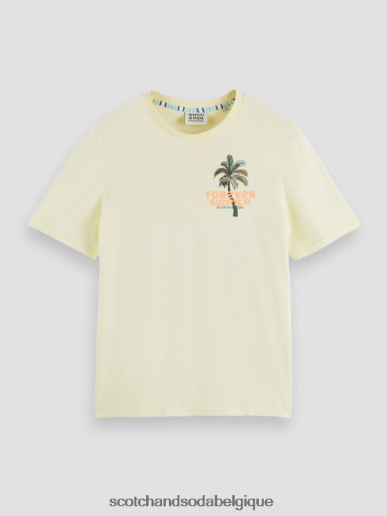 vêtements Scotch & Soda t-shirt ras du cou à motif artistique- Scotch and Soda Namur banane 6BZRBF382