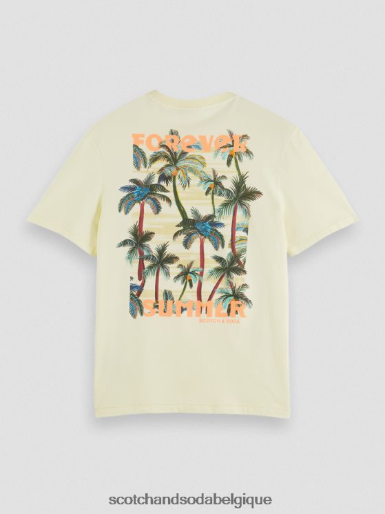 vêtements Scotch & Soda t-shirt ras du cou à motif artistique- Scotch and Soda Namur banane 6BZRBF382