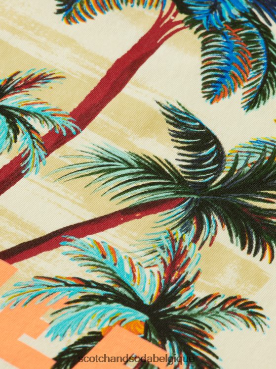 vêtements Scotch & Soda t-shirt ras du cou à motif artistique- Scotch and Soda Namur banane 6BZRBF382