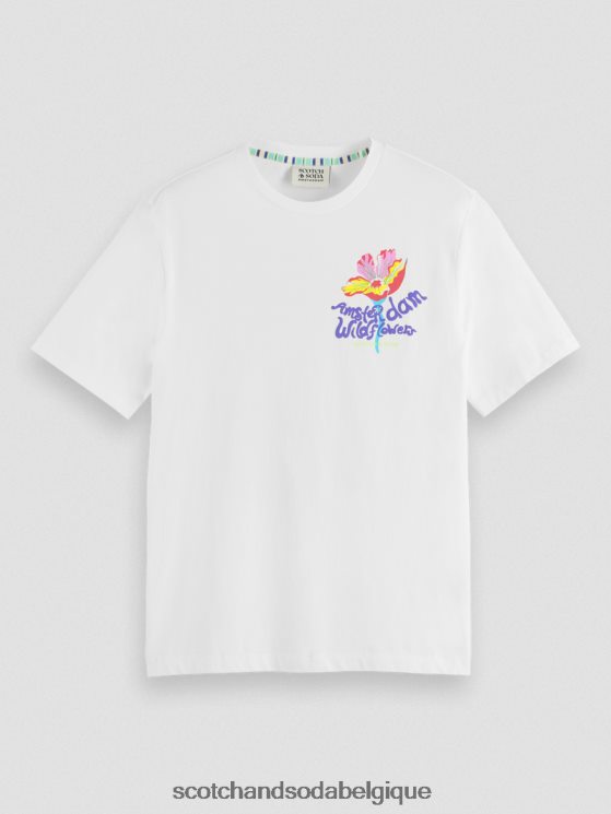 vêtements Scotch & Soda t-shirt ras du cou à motif artistique- Scotch and Soda outlet blanc 6BZRBF379