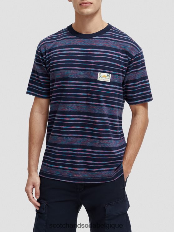 vêtements Scotch & Soda t-shirt rayé en jersey biologique- Scotch and Soda shop online multi-rayures 6BZRBF413