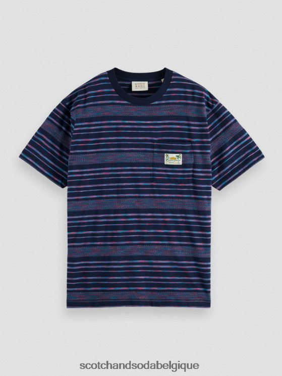 vêtements Scotch & Soda t-shirt rayé en jersey biologique- Scotch and Soda shop online multi-rayures 6BZRBF413