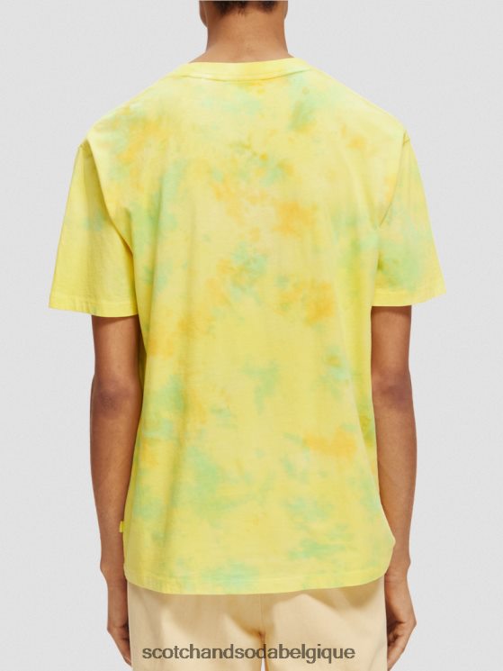 vêtements Scotch & Soda t-shirt tie-dye à broderie artistique- Scotch and Soda Liﾨﾨge teinture de cravate jaune 6BZRBF438