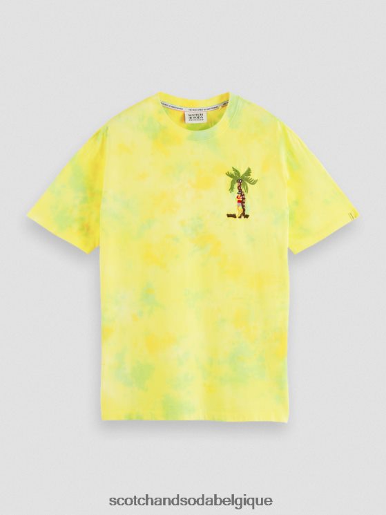 vêtements Scotch & Soda t-shirt tie-dye à broderie artistique- Scotch and Soda Liﾨﾨge teinture de cravate jaune 6BZRBF438