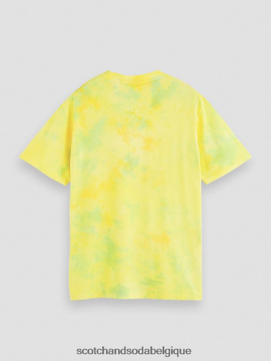 vêtements Scotch & Soda t-shirt tie-dye à broderie artistique- Scotch and Soda Liﾨﾨge teinture de cravate jaune 6BZRBF438