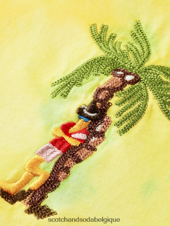 vêtements Scotch & Soda t-shirt tie-dye à broderie artistique- Scotch and Soda Liﾨﾨge teinture de cravate jaune 6BZRBF438