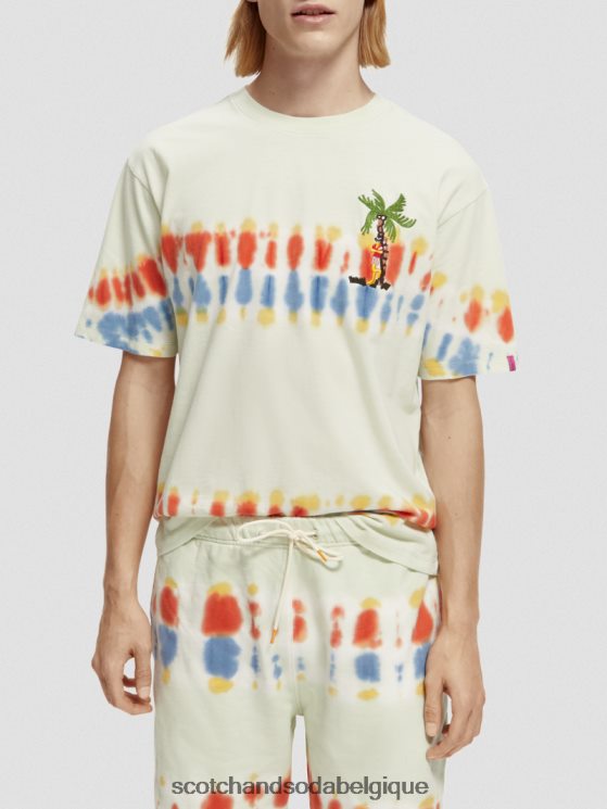vêtements Scotch & Soda t-shirt tie-dye à broderie artistique- Scotch and Soda parfum teinture à cravate à la menthe 6BZRBF439
