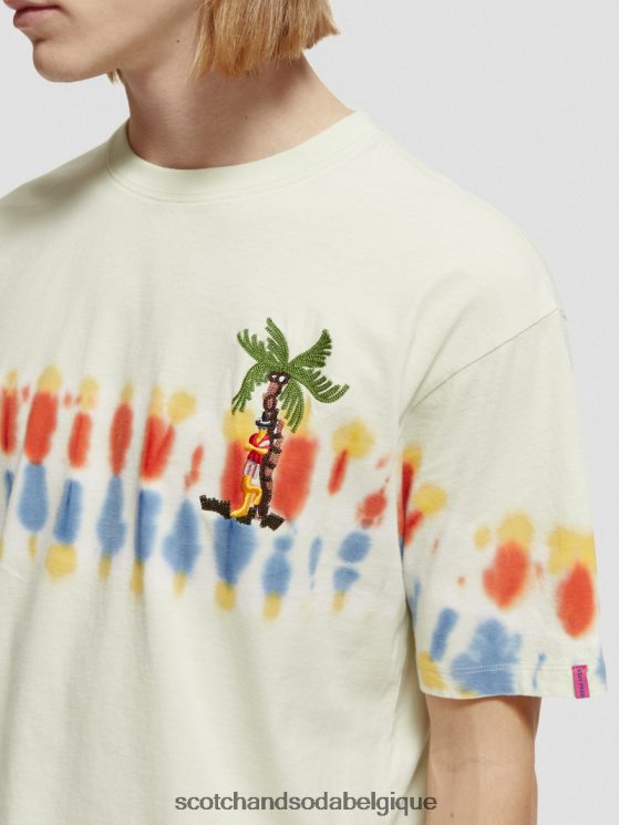 vêtements Scotch & Soda t-shirt tie-dye à broderie artistique- Scotch and Soda parfum teinture à cravate à la menthe 6BZRBF439