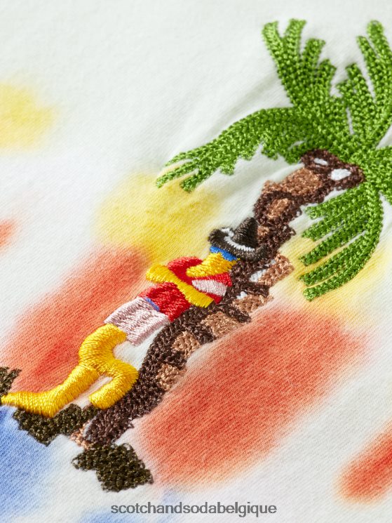 vêtements Scotch & Soda t-shirt tie-dye à broderie artistique- Scotch and Soda parfum teinture à cravate à la menthe 6BZRBF439