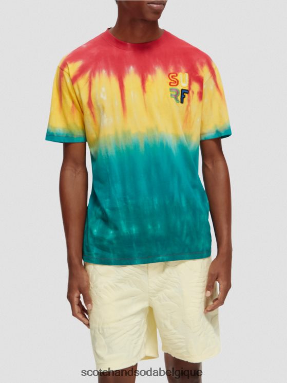 vêtements Scotch & Soda t-shirt tie-dye à broderie artistique- Scotch and Soda shop near me teinture à nouer multicolore 6BZRBF441