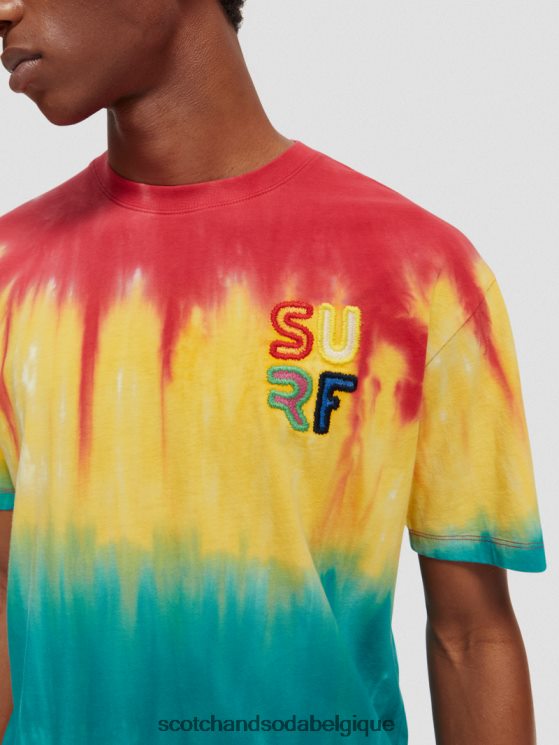 vêtements Scotch & Soda t-shirt tie-dye à broderie artistique- Scotch and Soda shop near me teinture à nouer multicolore 6BZRBF441