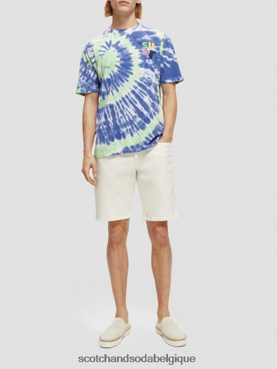 vêtements Scotch & Soda t-shirt tie-dye à broderie artistique- Scotch and Soda shop online teinture de cravate bleue 6BZRBF440