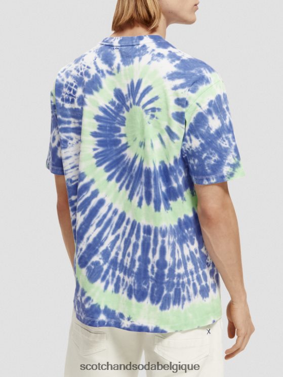 vêtements Scotch & Soda t-shirt tie-dye à broderie artistique- Scotch and Soda shop online teinture de cravate bleue 6BZRBF440