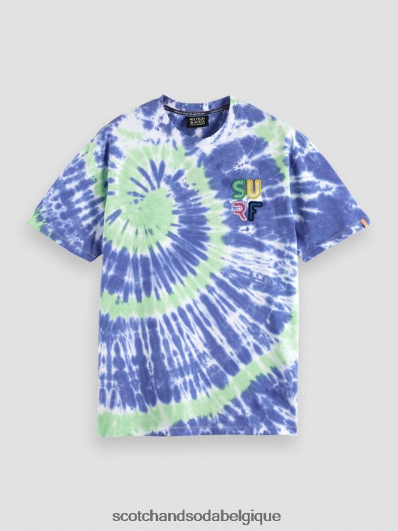vêtements Scotch & Soda t-shirt tie-dye à broderie artistique- Scotch and Soda shop online teinture de cravate bleue 6BZRBF440