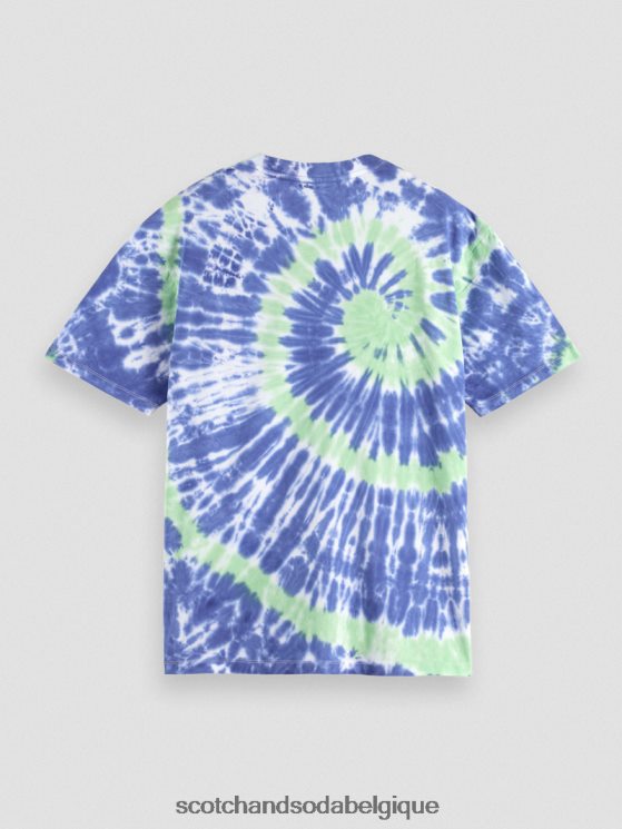 vêtements Scotch & Soda t-shirt tie-dye à broderie artistique- Scotch and Soda shop online teinture de cravate bleue 6BZRBF440