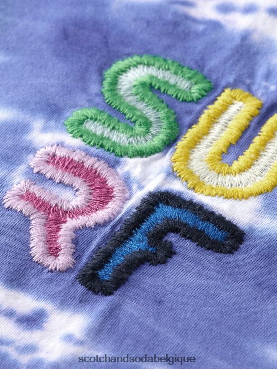 vêtements Scotch & Soda t-shirt tie-dye à broderie artistique- Scotch and Soda shop online teinture de cravate bleue 6BZRBF440
