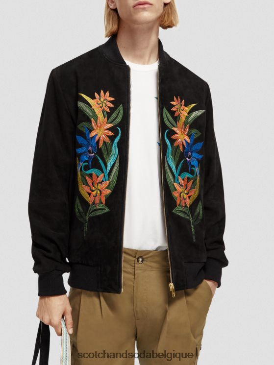vêtements Scotch & Soda blouson aviateur en daim à broderies- Scotch and Soda femme noir 6BZRBF563