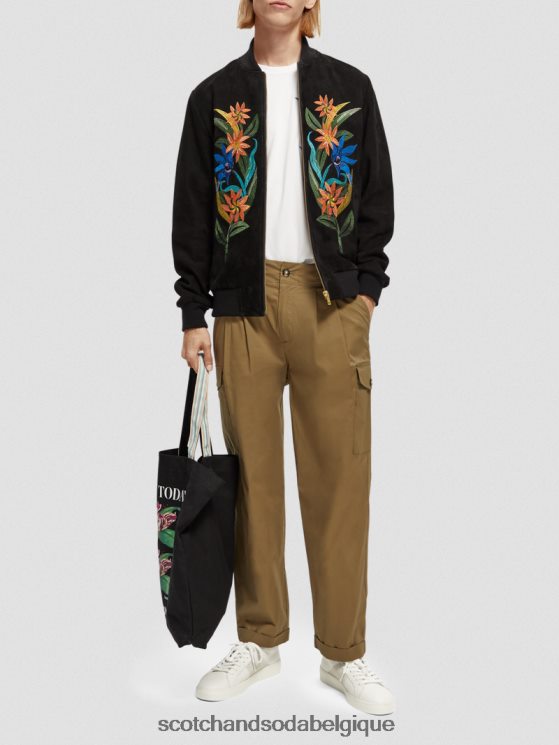 vêtements Scotch & Soda blouson aviateur en daim à broderies- Scotch and Soda femme noir 6BZRBF563