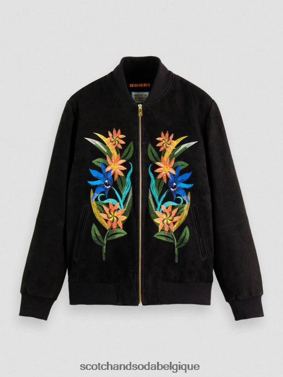 vêtements Scotch & Soda blouson aviateur en daim à broderies- Scotch and Soda femme noir 6BZRBF563