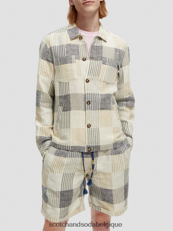 vêtements Scotch & Soda surchemise en jacquard à carreaux- Scotch and Soda outlet chèque bleu 6BZRBF568