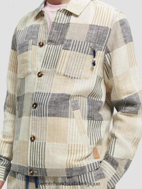 vêtements Scotch & Soda surchemise en jacquard à carreaux- Scotch and Soda outlet chèque bleu 6BZRBF568