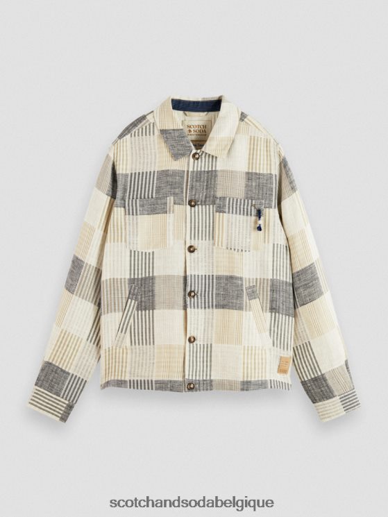 vêtements Scotch & Soda surchemise en jacquard à carreaux- Scotch and Soda outlet chèque bleu 6BZRBF568