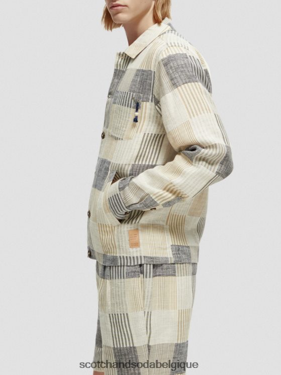 vêtements Scotch & Soda surchemise en jacquard à carreaux- Scotch and Soda outlet chèque bleu 6BZRBF568
