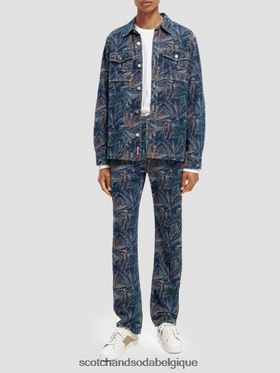 vêtements Scotch & Soda surchemise en jean à fleurs jacquard- Scotch and Soda femme jacquard indigo 6BZRBF572