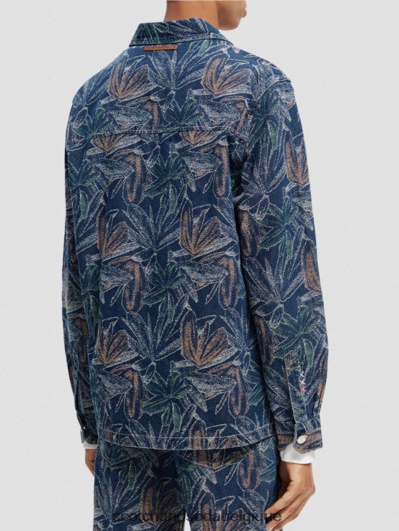 vêtements Scotch & Soda surchemise en jean à fleurs jacquard- Scotch and Soda femme jacquard indigo 6BZRBF572