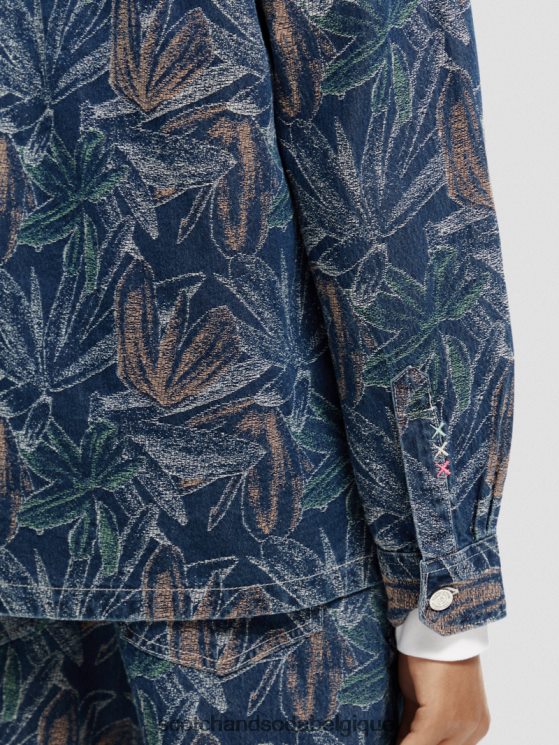 vêtements Scotch & Soda surchemise en jean à fleurs jacquard- Scotch and Soda femme jacquard indigo 6BZRBF572